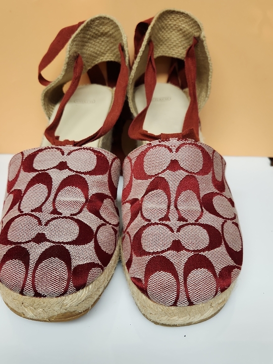 Coach Shoes - Coach Red Logo Espadrille Platform Sandals